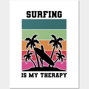 Surfing Is My Therapy Posters and Art